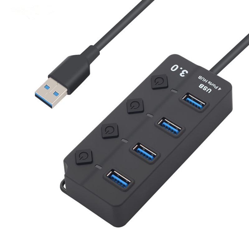 Hub USB 3.0 de cuatro puertos con botones de encendido independientes